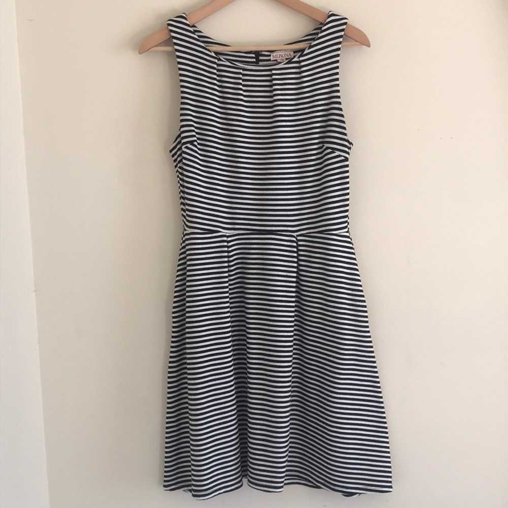 MERONA BLACK AND WHITE STRIPED DRESS